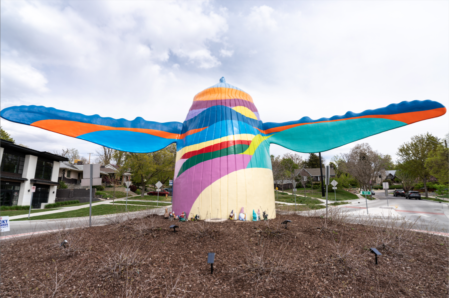 The 9th and 9th Whale Sculpture in Salt Lake City, Utah on Thursday, April 28, 2022. (Photo by Xiangyao Axe Tang | The Daily Utah Chronicle)
