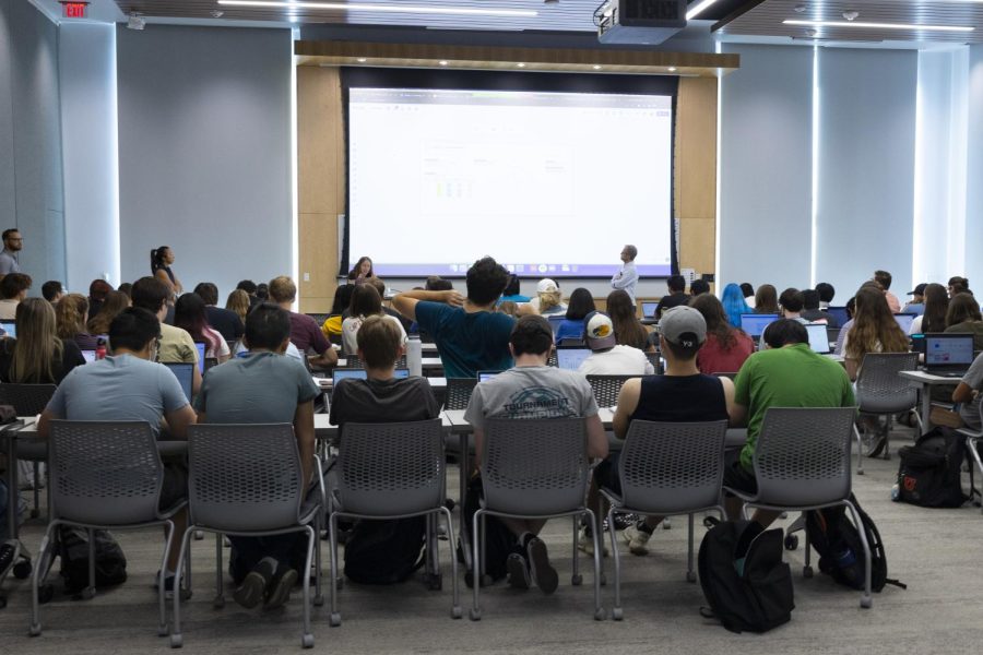 Students of Introduction to Design Thinking in class in the Gardner Commons building at the University of Utah, Salt Lake City on Friday, Sept. 2, 2022.