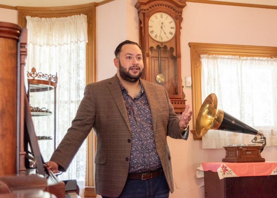 José Miguel, tenor and DMA student in opera in the University of Utah's School of Music, describes his journey as a musician at the historic Lodi Hill House in Lodi, California on August 7, 2022. (Photo by Jack Gambassi | The Daily Utah Chronicle)
