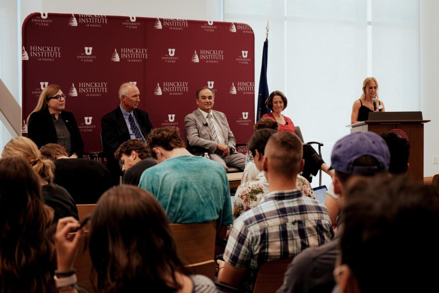 Local experts discusses possible solutions to save the Great Salt Lake at the Hinkley Institute of Politics on the University of Utah campus in Salt Lake City, Utah on Sept. 21, 2022. (Photo by Deylan Gudiel | The Daily Utah Chronicle)