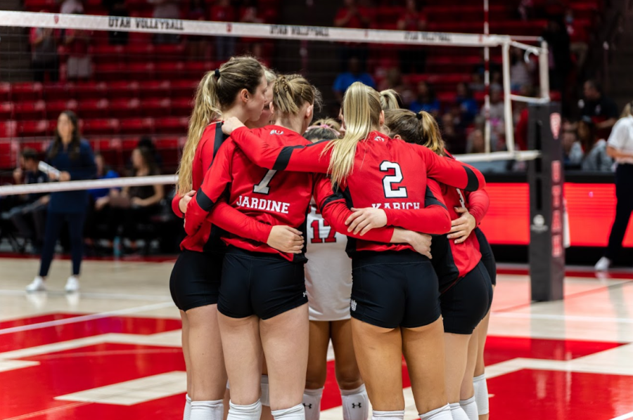 The+University+of+Utah+Womens+Volleyball+takes+on+the+BYU+Cougars+at+the+Jon.+M.+Huntsman+Center+in+Salt+Lake+City%2C+Utah%2C+on+Sept.+15+2022.