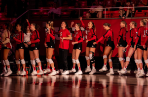 The University of Utah womens volleyball takes on the BYU Cougars at the Jon. M. Huntsman Center in Salt Lake City, Utah, on Sept. 15 2022.