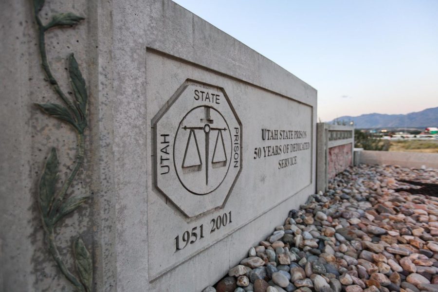 The front gate of the Utah State Prison in Draper, Utah on Sept. 19, 2018.