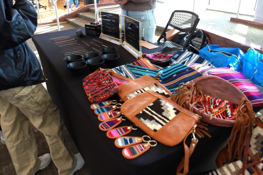 Custom made jewelry and bags on display at the Off The Rack Flea Market held in the University of Utah Union Ballroom, Salt Lake City, on Wednesday Jan. 18, 2023.