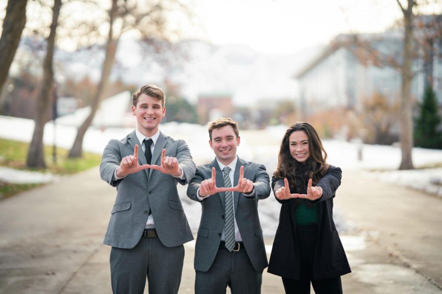 Jack OLeary (center) is running for ASUU president with Chloe Shewell (right) and Parker Madsen (left).