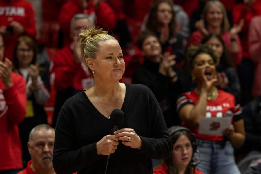 University of Utahs head coach Lynne Roberts after the NCAA Womens basketball game vs. the Stanford Cardinal on Saturday, Feb. 25, 2023 at the Jon M. Huntsman Center on campus in Salt Lake City.
