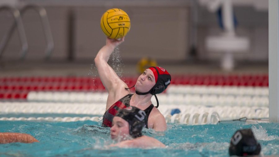 The University of Utah womens water polo team competes in the first CWPA tournament at the Kearns Aquatic Center in Salt Lake City, on Feb. 11, 2018.