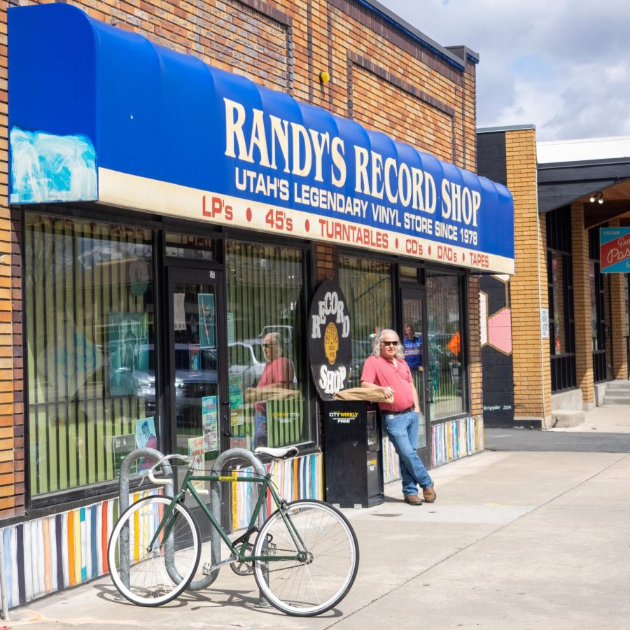 A man stands outside of Randys Records Shop on 900 S and 157 E in Salt Lake City on National Record Store Day, April 22, 2023.