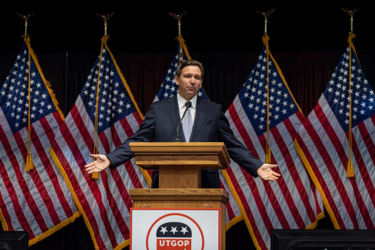 Florida Governor Desantis Prompts Protest At Utah Gop Convention The