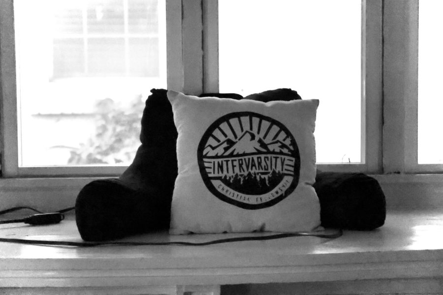 A pillow inside of the InterVarsity Christian Fellowship house in Salt Lake City on May 18, 2023.