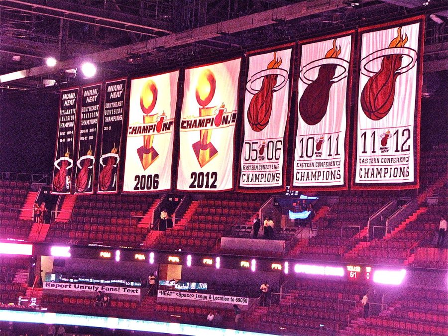 The Championship Banner of the Miami Heat, who unexpetedly made it to the NBA Finals in 2023 where they lost to the Denver Nuggets 4-1.