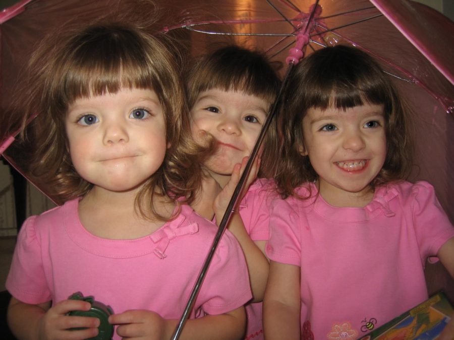 Caroline, Amelia and Zoë Jarvis posing for the camera on February 11, 2006.