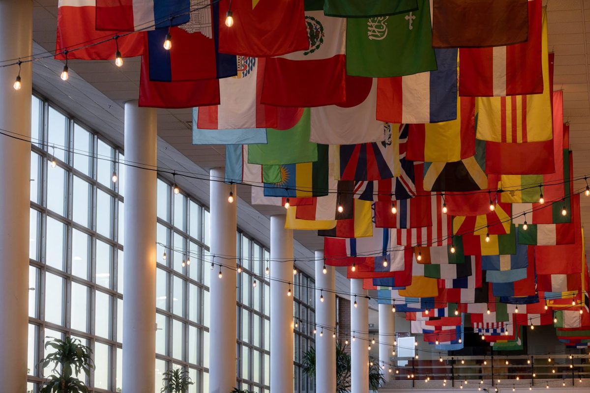 Country flags hanging inside at A. Ray Olpin Student Union in Salt Lake City on Wednesday, July 12, 2023. (Photo by Marco Lozzi | The Daily Utah Chronicle)