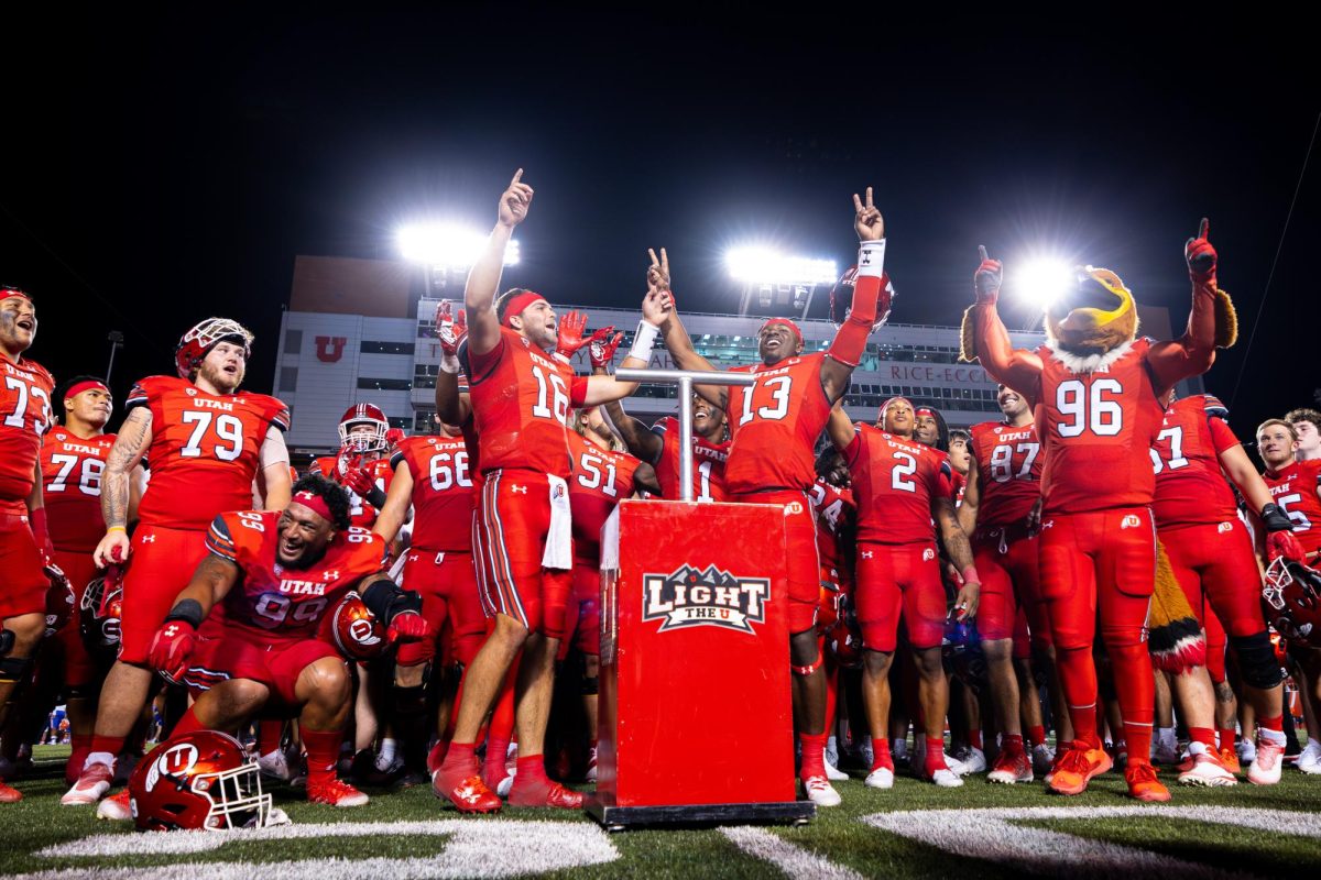 The Utah Utes light the U after defeating Florida Gators at Rice-Eccles Stadium in Salt Lake City, Utah, on Thursday, Aug.31, 2023. (Photo by Xiangyao “Axe” Tang | The Daily Utah Chronicle)