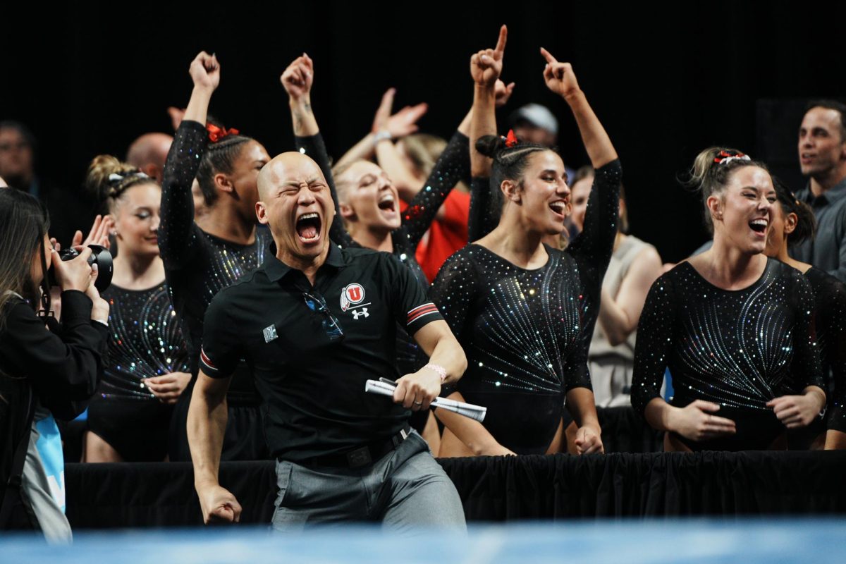 Utah Red Rocks competes at the 2023 NCAA Women’s National Collegiate Gymnastics Championships at Dickies Arena in Fort Worth, TX, on April 13, 2023. (Photo by Xiangyao “Axe” Tang | The Daily Utah Chronicle)