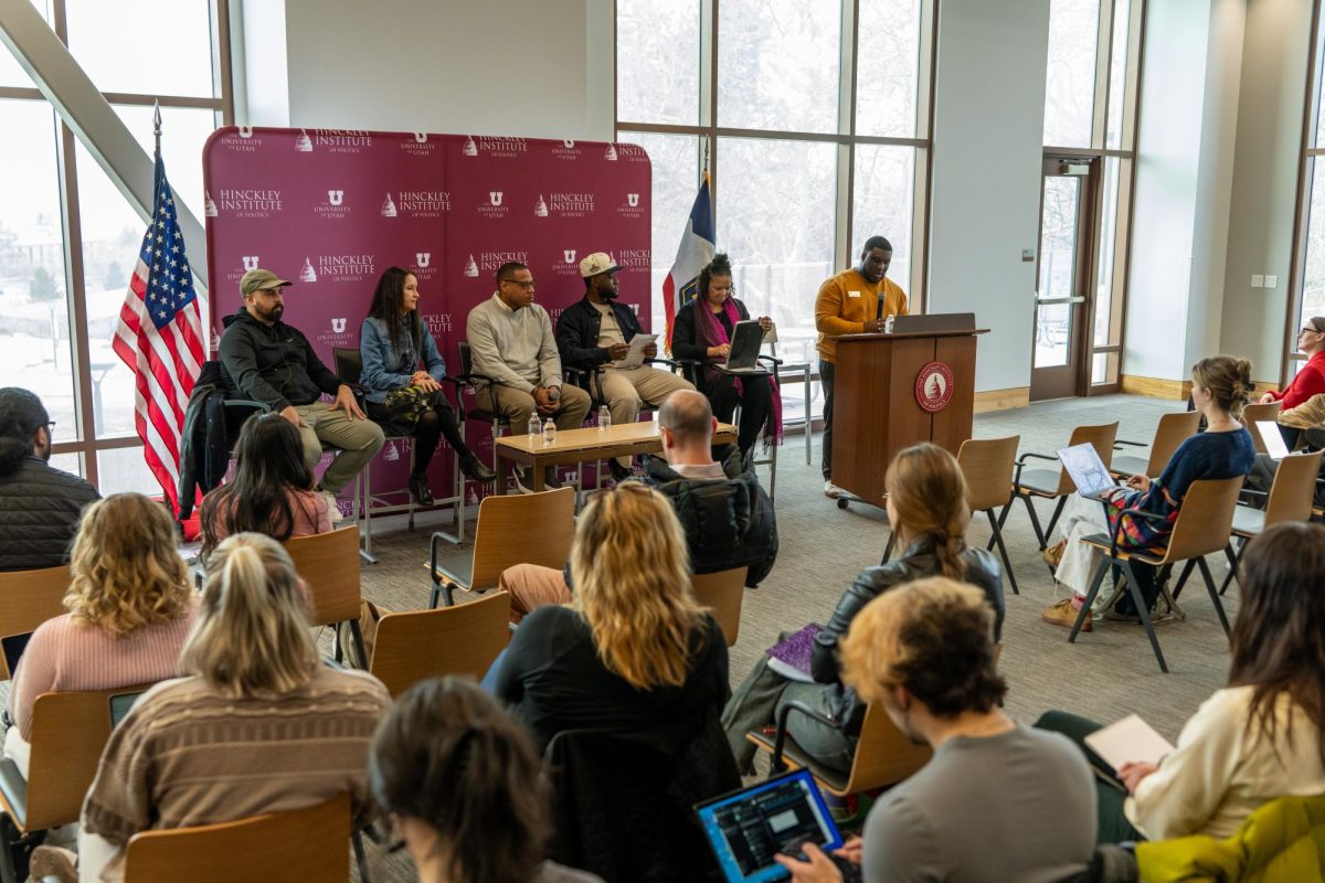 Panelists and audiences at the Reframing the Conversation event at Hinckley Institute in Salt Lake City on Wednesday, Feb. 14, 2024. (Photo by Xiangyao “Axe” Tang | The Daily Utah Chronicle)
