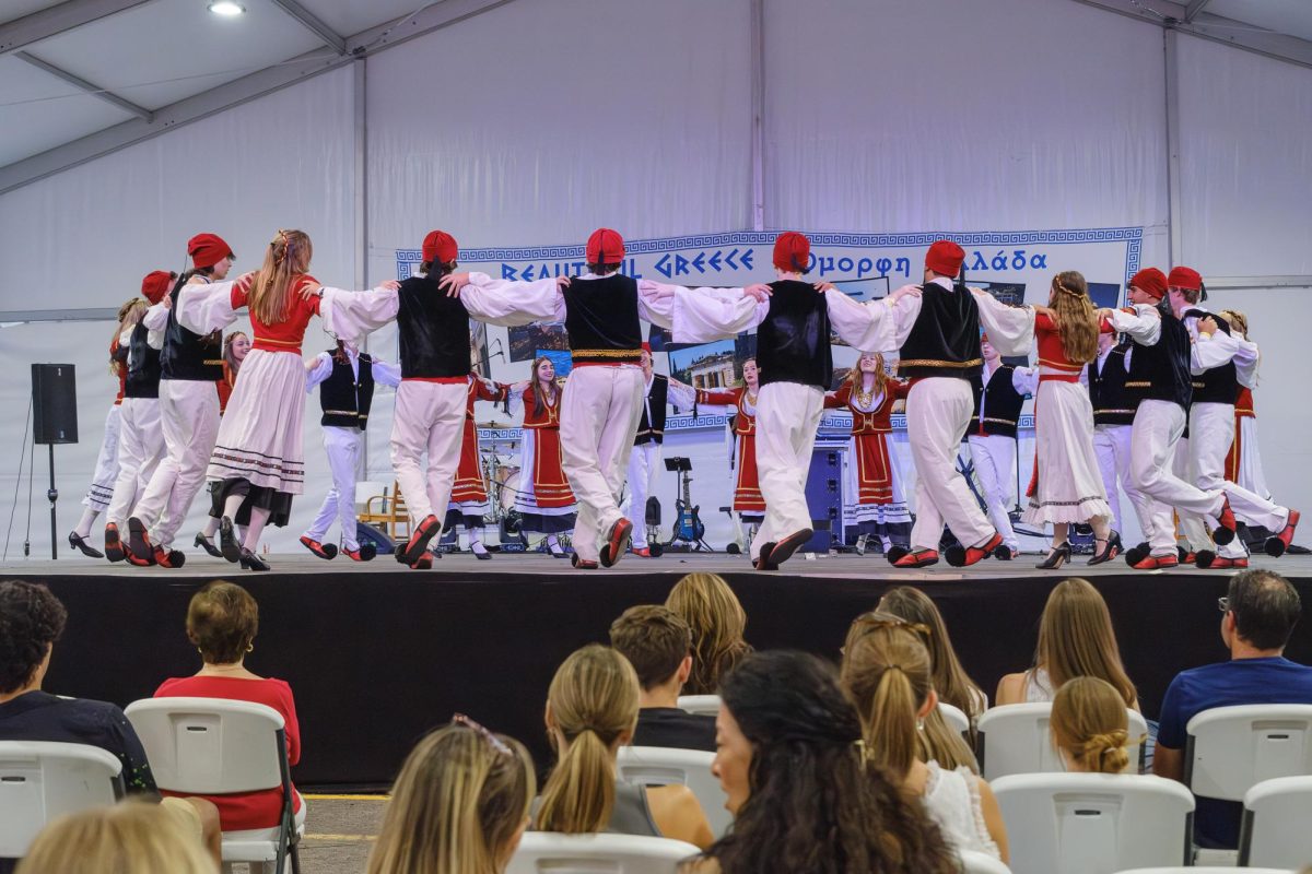Dancers performing a traditional Greek folk dance during the Greek Festival in Salt Lake City, Sunday, Sept. 10, 2023. (Photo by Marco Lozzi | The Daily Utah Chronicle)