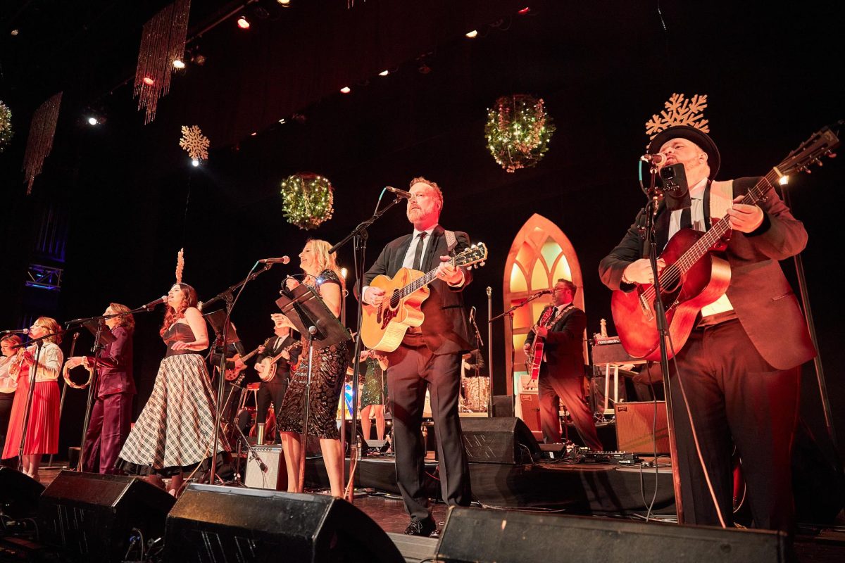 The Utah-based gospel-folk music group The Lower Lights performs their annual Christmas show in Kingsbury Hall in Salt Lake City on Friday, Dec. 8th, 2023. (Photo by Luke Larsen | The Daily Utah Chronicle)