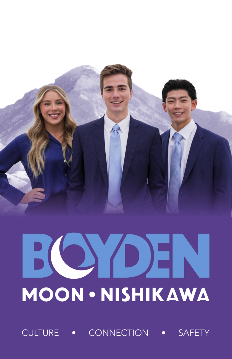 The Bodyen ticket, one of the three tickets running for the 2024-25 student body presidency. The ticket includes Joe Boyden, Paige Moon and Ty Nishikawa. (Courtesy of the Boyden ticket)