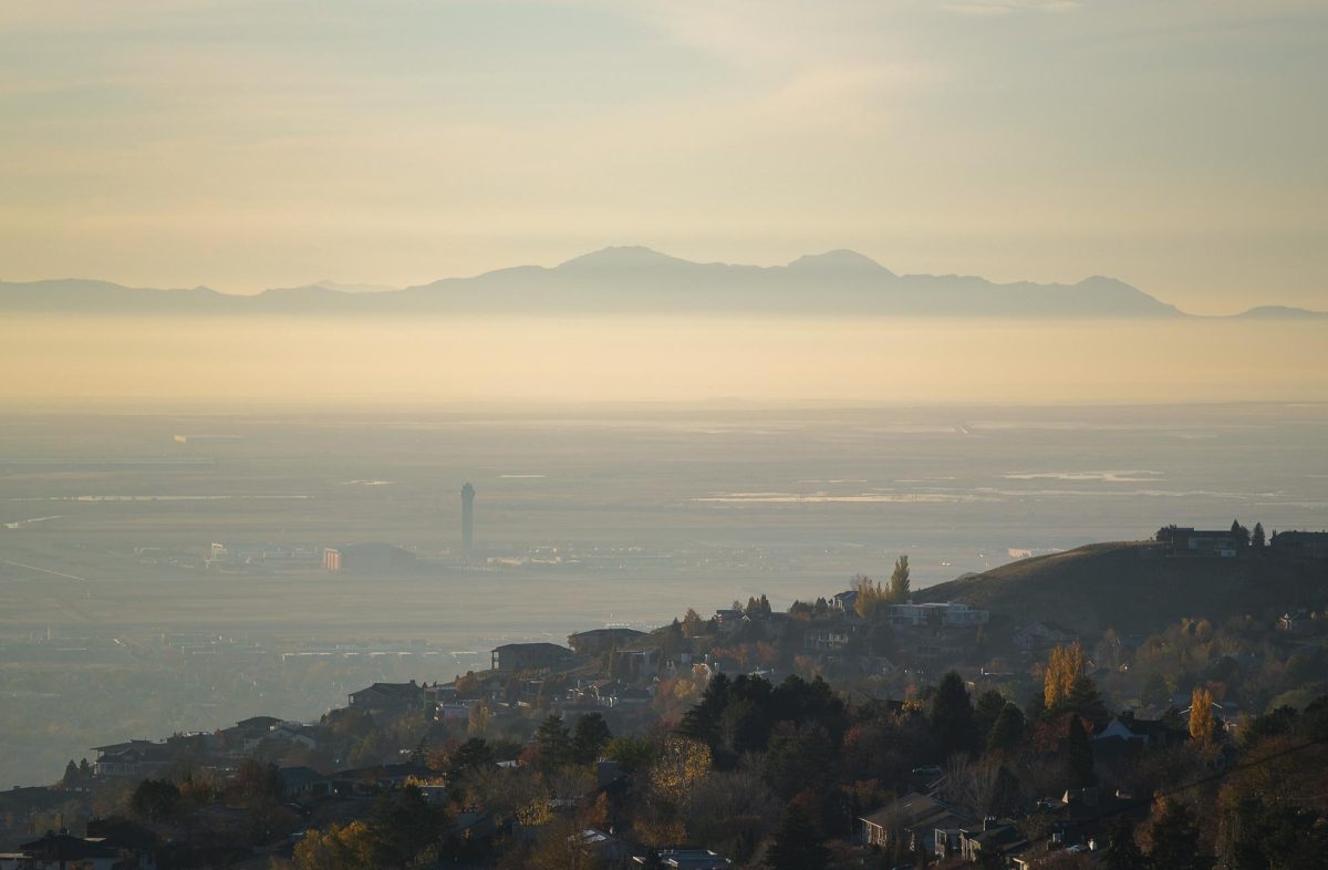 Salt Lake City International Airport and Stansbury Islands seen from the Avenues in Salt Lake City on Nov. 17. 2023. (Photo by Marco Lozzi | The Daily Utah Chronicle)