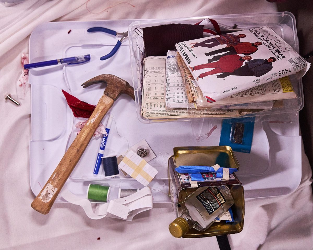 Tools of the trade behind the scenes at the second annual fashion show produced by the Union Programming Council and the Fashion in Business club at the University of Utah in the A. Ray Olpin Student Union in Salt Lake City on Friday, Feb. 16, 2024. (Photo by Luke Larsen | The Daily Utah Chronicle)
