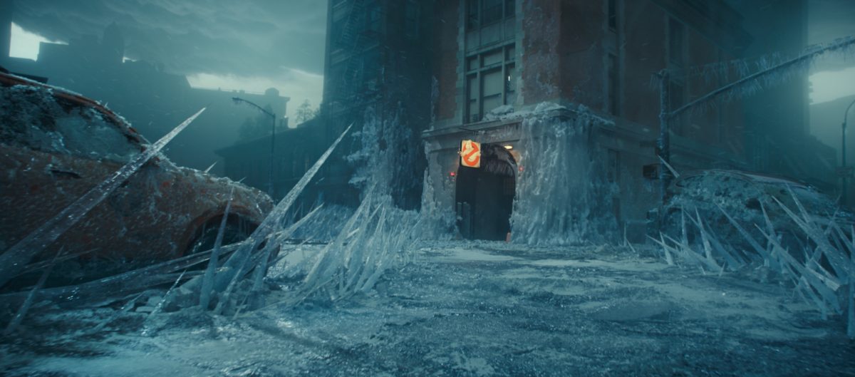The firehouse freezes over in New York City in Columbia Pictures GHOSTBUSTERS: FROZEN EMPIRE.(Courtesy of Sony Pictures)