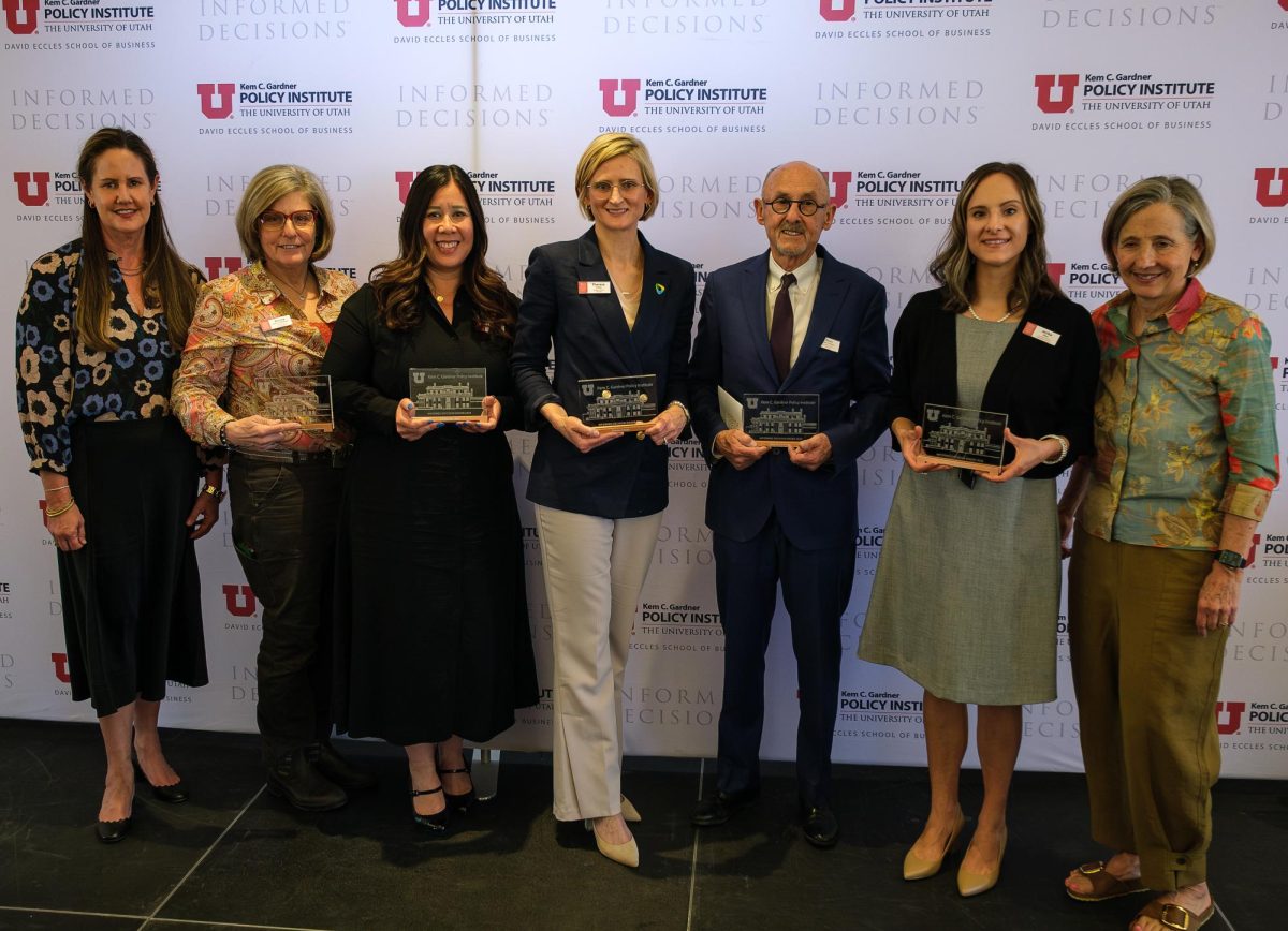 Awardees pose for a photo after the 2024 Informed Decision Maker of the Year Awards at the Thomas S. Monson Center in Salt Lake City on Tuesday, April 16, 2024. (Photo by Marco Lozzi | The Daily Utah Chronicle)