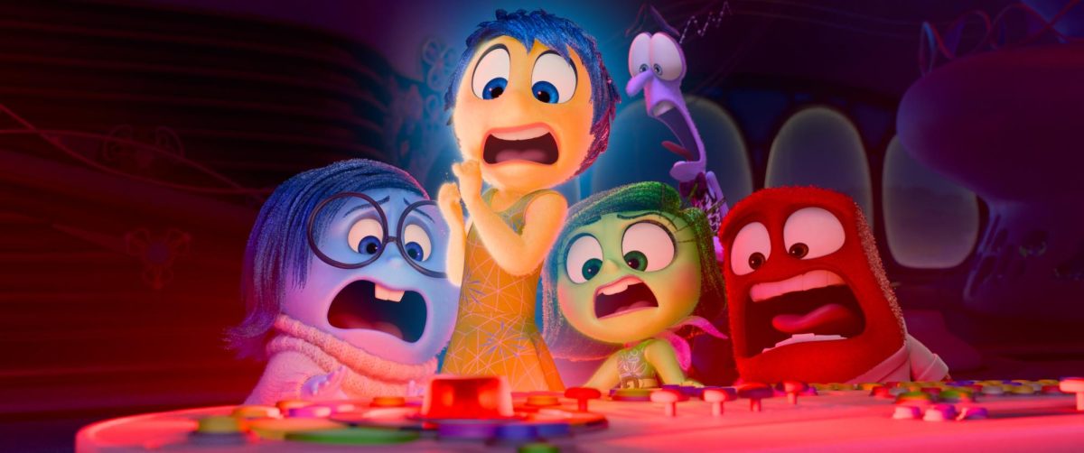 (Left to Right) Sadness, Joy, Disgust, Fear and Anger in Inside Out 2. Courtesy of Disney/Pixar.