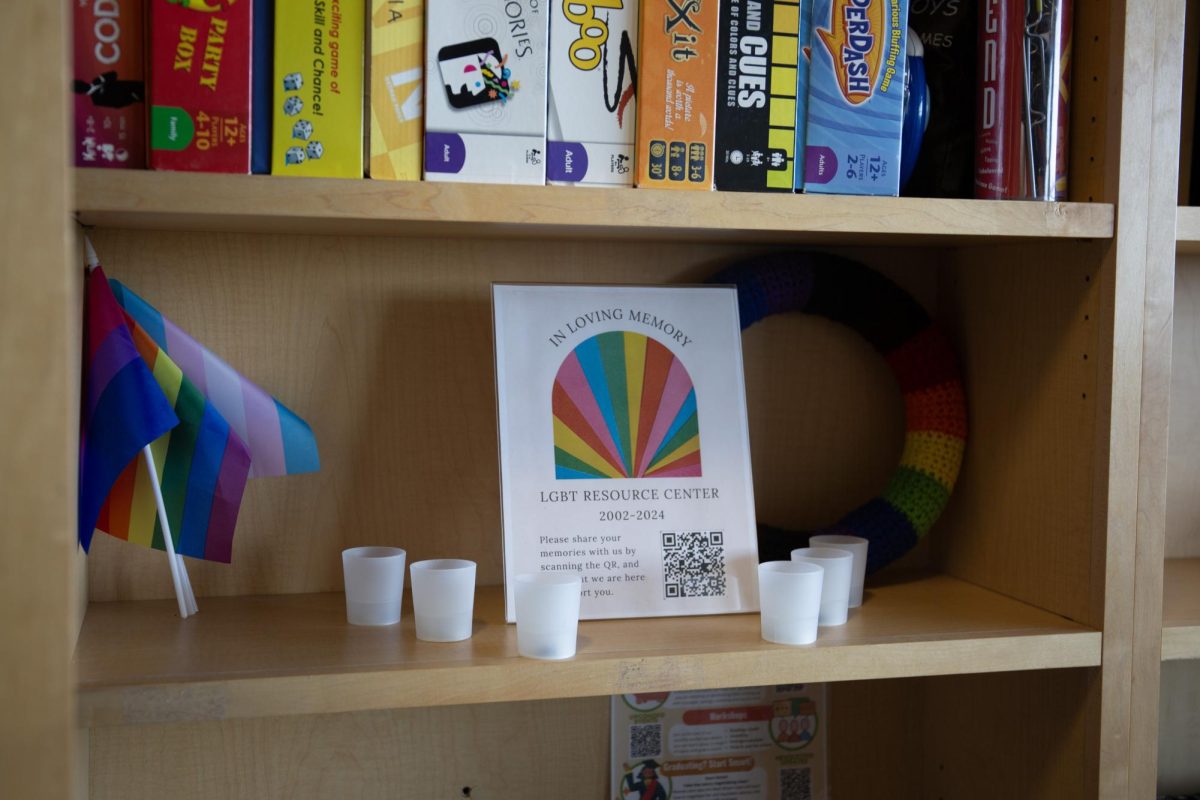 The Union's Center for Community and Cultural Engagement displays a shrine for the LGBT Resource Center, a student support organization shut down following the passage of HB 261. (Photo by Addy Cowley | The Daily Utah Chronicle)