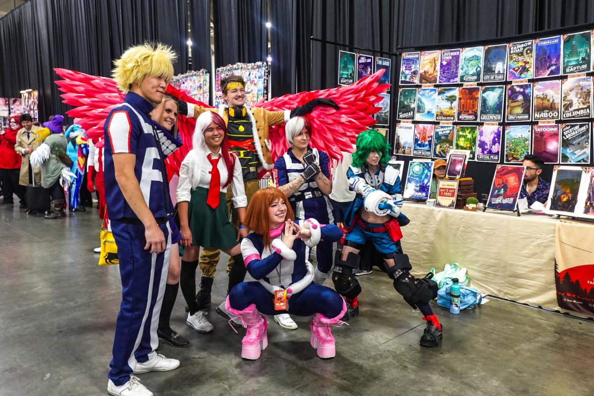 FanX Cosplayers Francisco, Jessica, Princess, Caden, Jezebelle, Asher, and Lunic. (Photo by Isra Habib | The Daily Utah Chronicle)