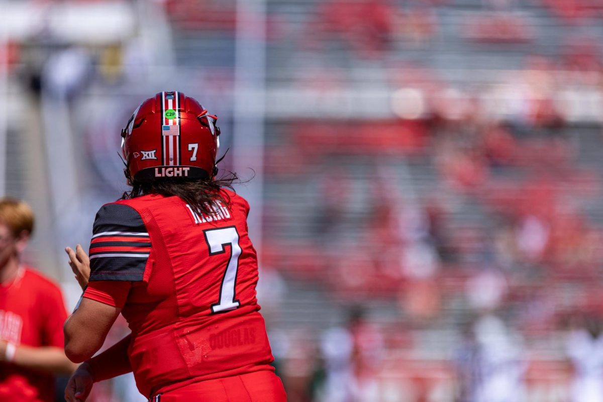 University of Utah senior quarterback Cam Rising (7) in the game against Baylor University on Saturday, Sept. 7, 2024 at Rice-Eccles Stadium in Salt Lake City. (Photo by Samantha Lazenby | The Daily Utah Chronicle)