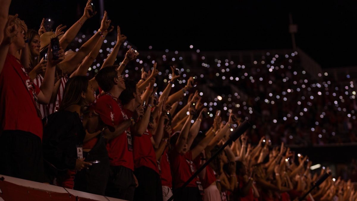 University of Utah students in The MUSS during the Moment of Loudness at Rice-Eccles Stadium in Salt Lake City on Aug. 29, 2024. (Photo by Samantha Lazenby | The Daily Utah Chronicle)