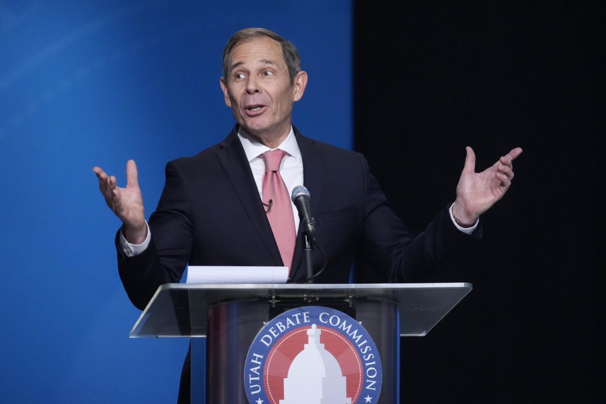 Rep. John Curtis at the GOP primary debate for U.S. Senate (AP Photo/Rick Bowmer, Pool).