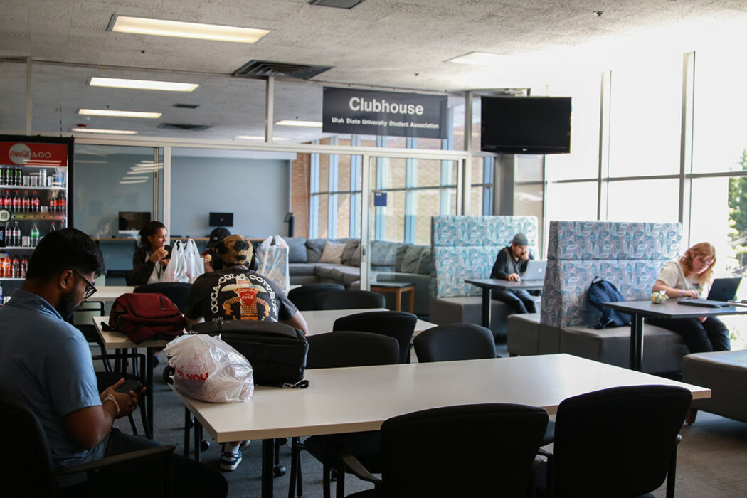 People sit on the third floor of the Taggart Student Center on Aug. 27. (Photo courtesy of The Utah Statesman). 