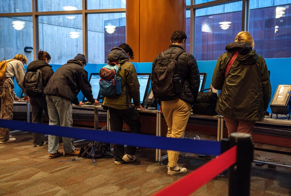 University of Utah students cast their ballots at the J. Willard Marriott Library in Salt Lake City on Tuesday, Nov. 5, 2024. (Photo by Marco Lozzi | The Daily Utah Chronicle)