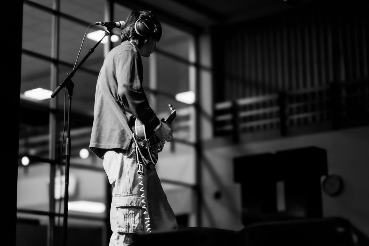 Chris Peranich, guitarist for Ritt Momney, performs at RedFest at the University of Utah in the A. Ray Olpin Student Union Ballroom in Salt Lake City on Nov. 15, 2024. (Photo by Addy Cowley | The Daily Utah Chronicle)