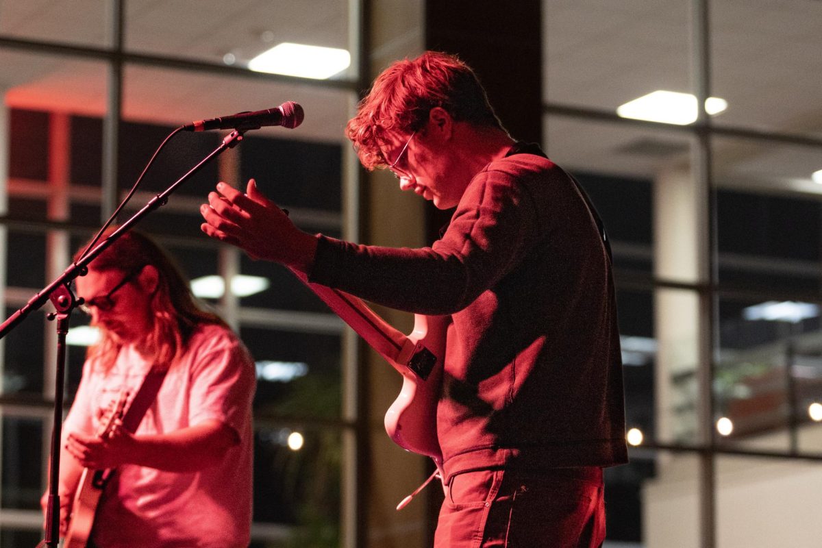 Sam Hurtado, lead singer of Hurtado, performs at RedFest at the University of Utah in the A. Ray Olpin Student Union Ballroom in Salt Lake City on Nov. 15, 2024. (Photo by Addy Cowley | The Daily Utah Chronicle)