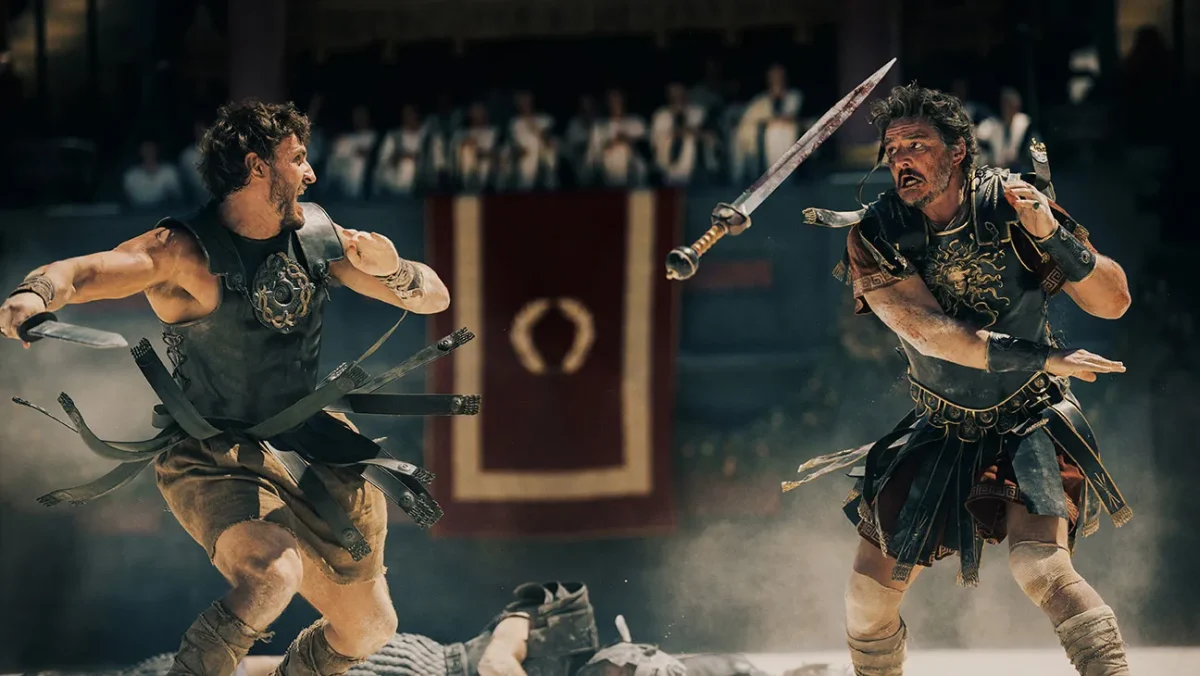 Paul Mescal and Pedro Pascal in 'Gladiator II' | Courtesy of Paramount Pictures