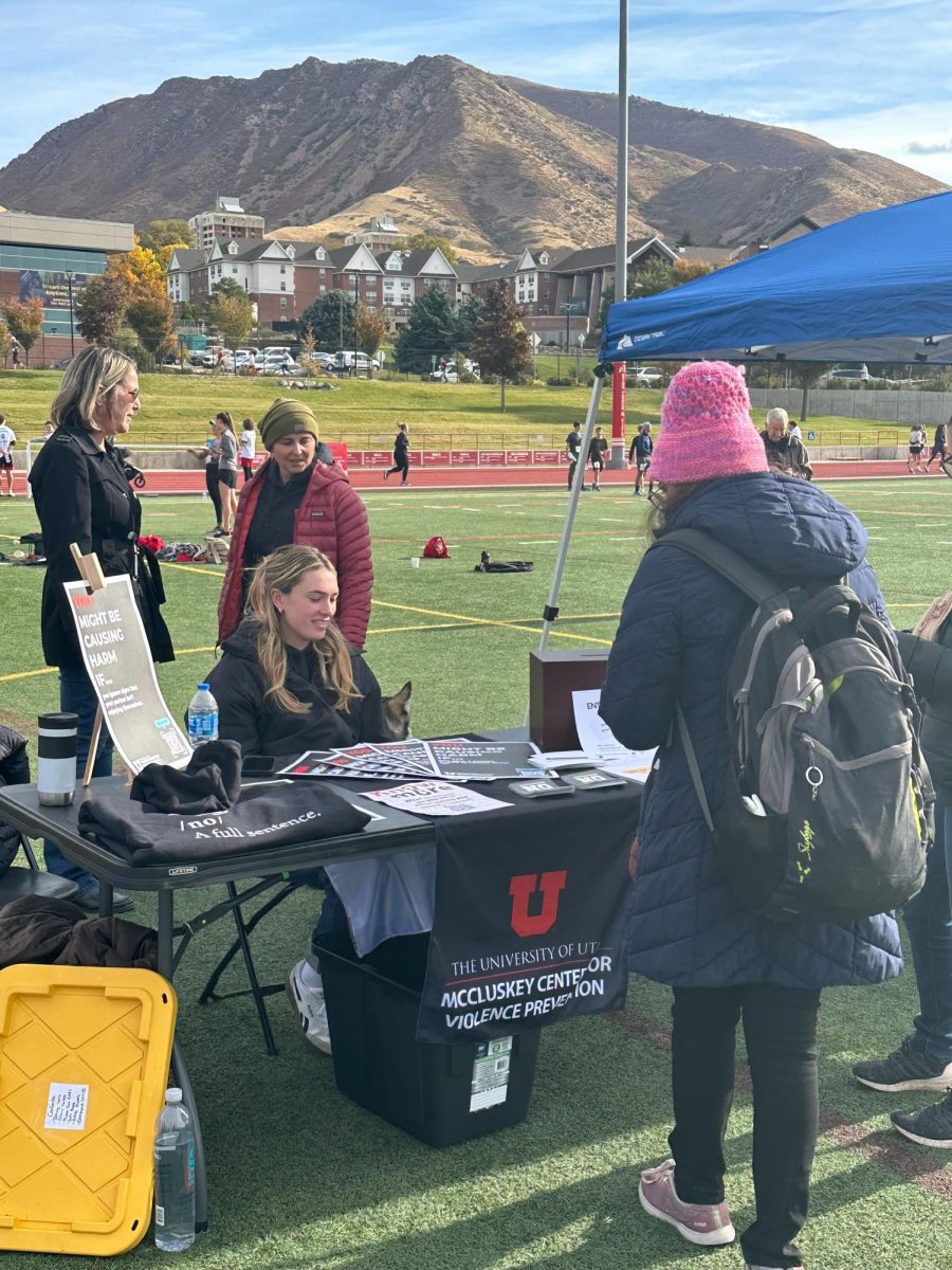 Table for the McCluskey Center for Violence Prevention at the annual Lauren's Lap race on Saturday, Nov. 2. (Photo curtesy of the University of Utah, McCluskey Center for Violence Prevention). 