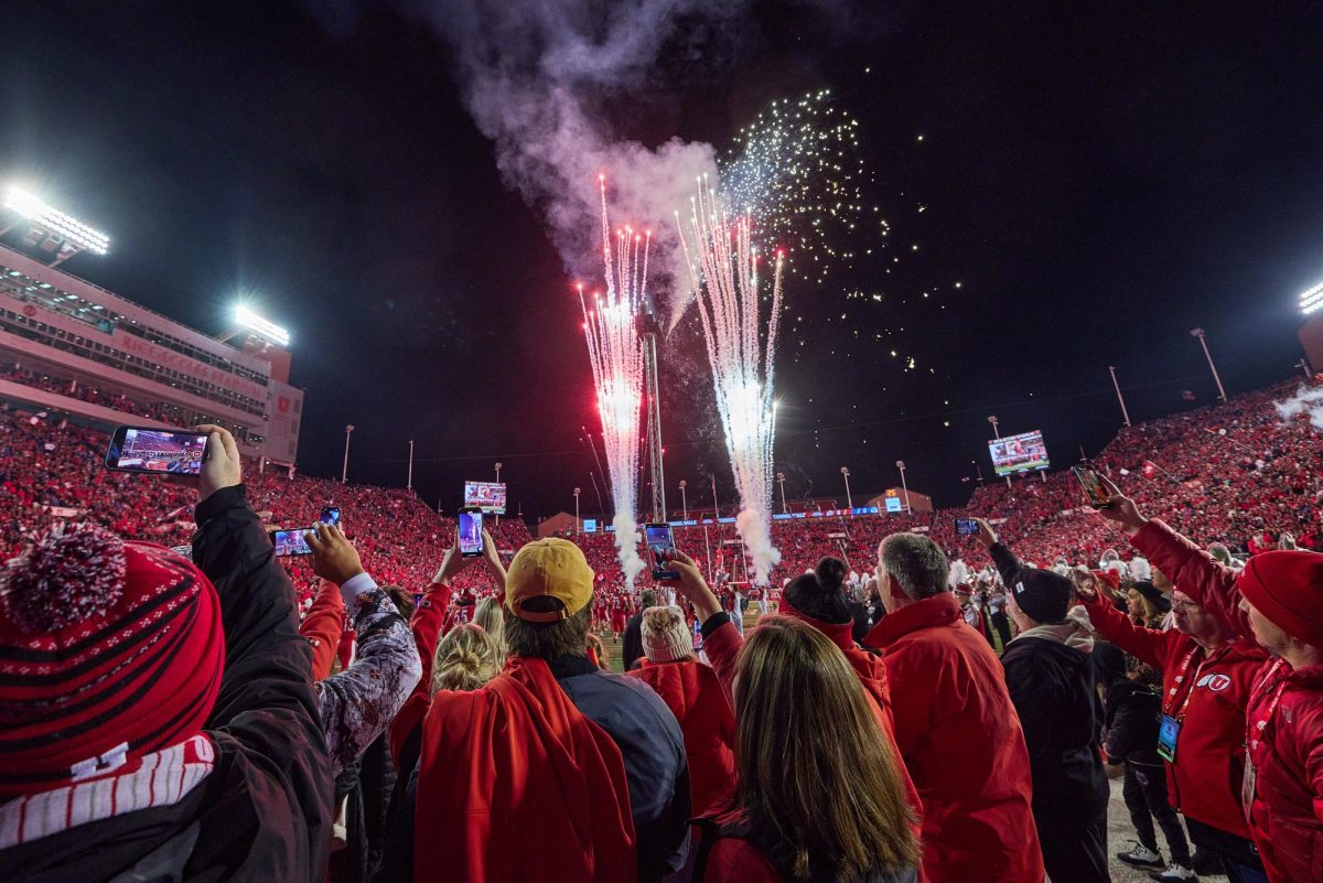 The Utah Utes football team of the University of Utah run onto the field in the Rice-Eccles Stadium during the UofU vs BYU game on Saturday, Nov. 9, 2024. (Photo by Luke Larsen | The Daily Utah Chronicle)