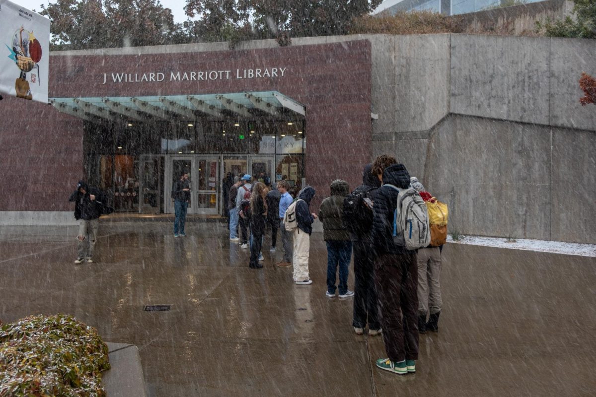 University of Utah students stand in line to vote at the J. Willard Marriott Library in Salt Lake City on Tuesday, Nov. 5. (Photo by Madeline Van Wagenen | The Daily Utah Chronicle)