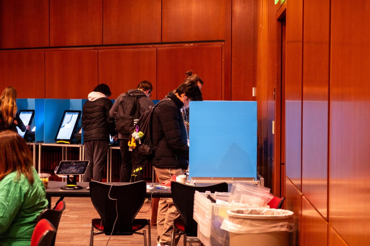 A University of Utah student votes at the J. Willard Marriott Library in Salt Lake City on Tuesday, Nov. 5. (Photo by Madeline Van Wagenen | The Daily Utah Chronicle)