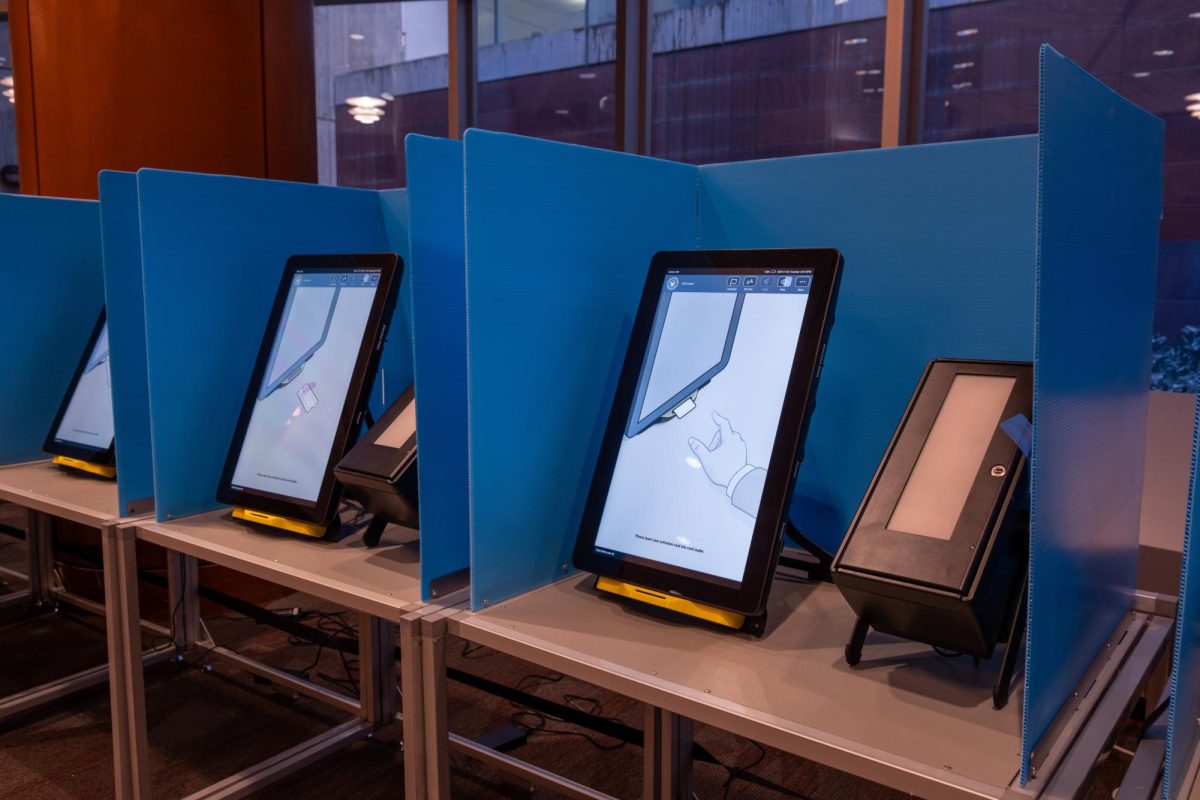 Polling booths at the J. Willard Marriott Library in Salt Lake City on Tuesday, Nov. 5. (Photo by Madeline Van Wagenen | The Daily Utah Chronicle)