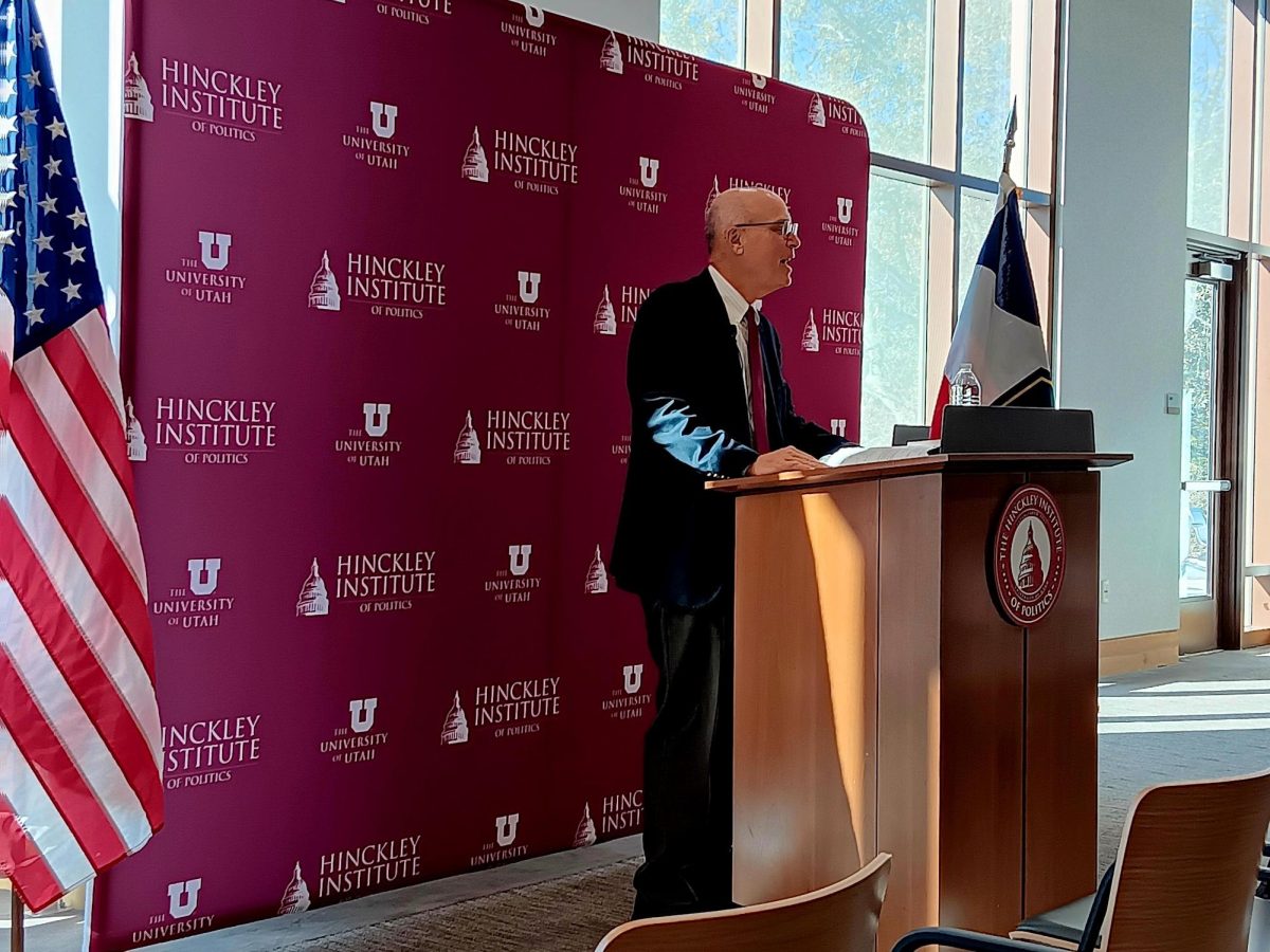 Jay Nordlinger speaks at the Hinckley Institute of Politics on Monday, Nov. 11. (Photo by Giovanni Radtke). 