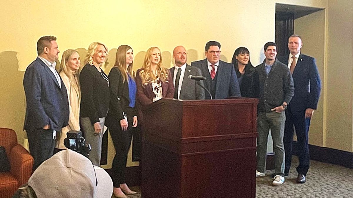 Utah lawmakers gather to announce bills for the 2025 legislative session (Photo by Grace Maya). 