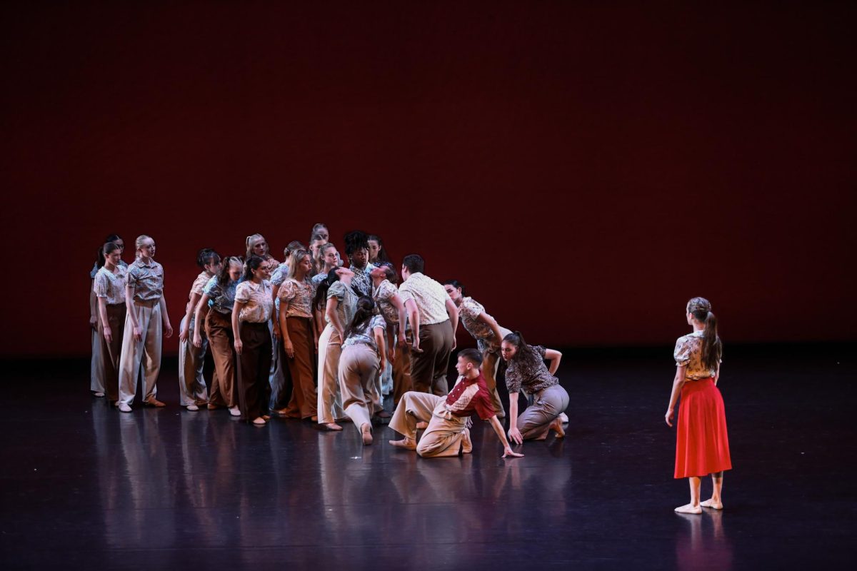 Dancers perform in the piece "Fever Dream," a part of the University of Utah School of Dance's 2025 "Anew: A Black History Month Celebration." The program took place on Feb. 13, 2025 in the Marriott Center for Dance in Salt Lake City. Credits can be found at the end of the article. (Photo by Addy Cowley | The Daily Utah Chronicle)