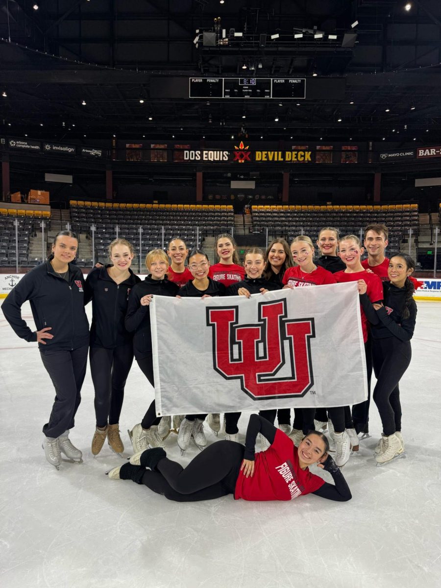 University of Utah figure skating club celebrates after a competition. (Courtesy of Andee Lyons)
