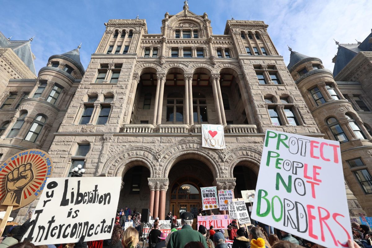 Anti-ICE protest at Washington Square Park in Salt Lake City on Jan. 30, 2026. (Photo by Will Ruzanski | The Daily Utah Chronicle)