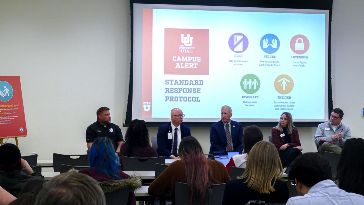 Administration discusses campus safety at the public safety panel in Kahlert Village on Wednesday, Feb. 25, 2026. (Photo by Kristina Walker | The Daily Utah Chronicle)