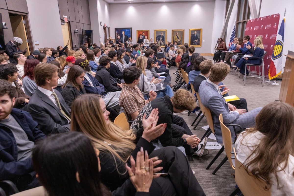 ASUU introduces six tickets to students during the opening debate at the Hinkley Institute of Politics on Tuesday, Feb. 3, 2026. (Photo by Luke Larsen | The Daily Utah Chronicle)